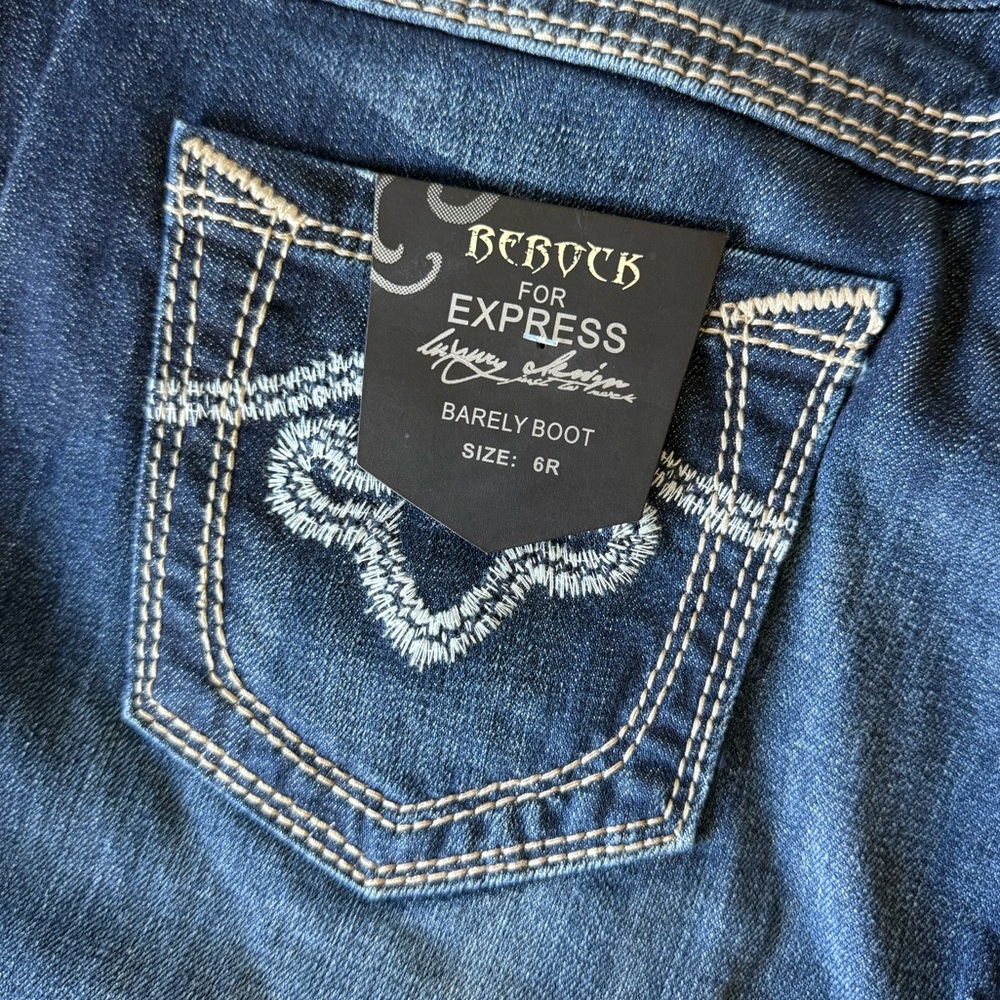 Express Women's Rerock Barely Boot Dark Wash Jeans